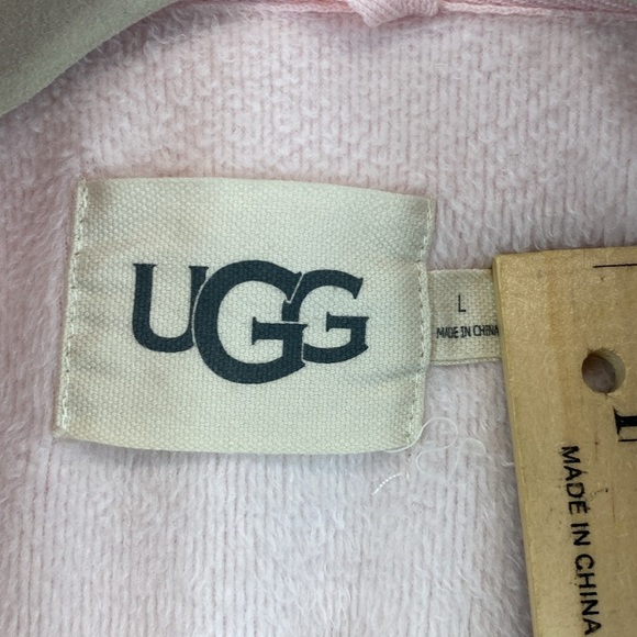 UGG bathrobe plush pink flannel lined L warm and cozy midi modest - Picture 2 of 10